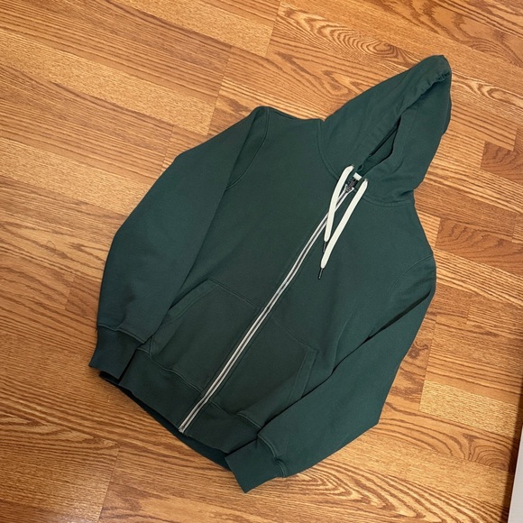 True Classic Other - True Classic, Forest Green Full-Zip Hoodie with White Drawstrings small